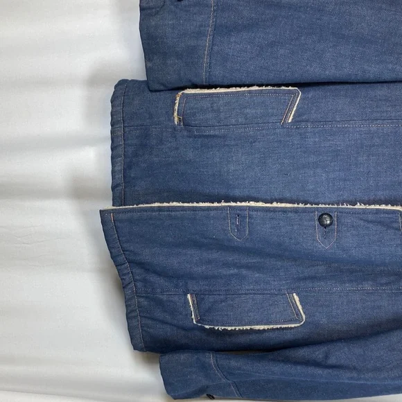 Raritan Sportswear 70s Denim Chore Coat Sherpa (faux shearling) Lining Sz 36 - Picture 3 of 12